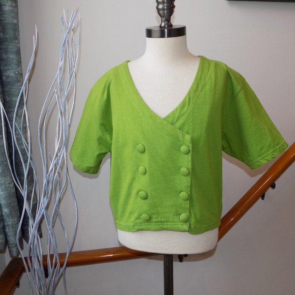 CURRANTS by JERI -Jo Vintage Green Double-breasted Crop Top Jacket Size Small - Picture 1 of 3